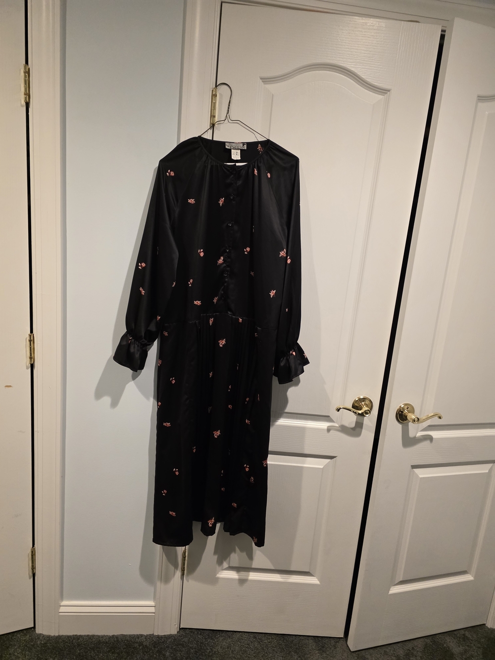 sparrow Black Maxi Dress with Pink Floral Motif